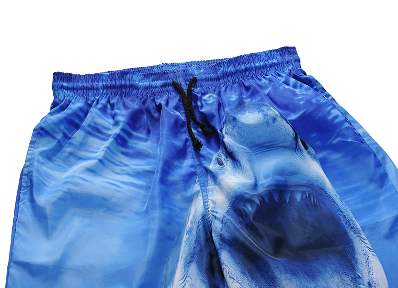Mens Beach Board Shorts Quick Dry Big Shark Printed Beach Trunks Swimwear Casual Shorts For Men Surfing