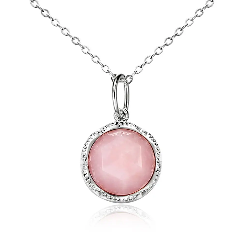 Dormith real 925 sterling silver necklace 12*12 Natural Dream Pink Opal