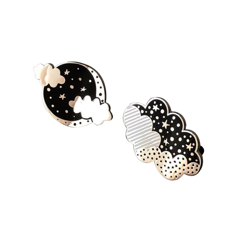 

Moon phase and clouds enamel pin set shiny astronomy badge