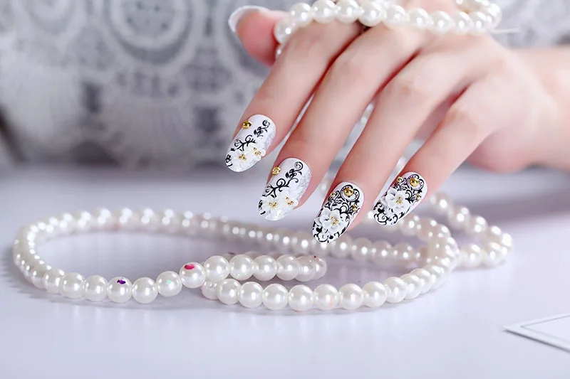 

24pcs Fashion 3D Fake Nails Tips Oval Gradient Japanese Kimono Cherry Style Flower Decorated for Bride Girls#