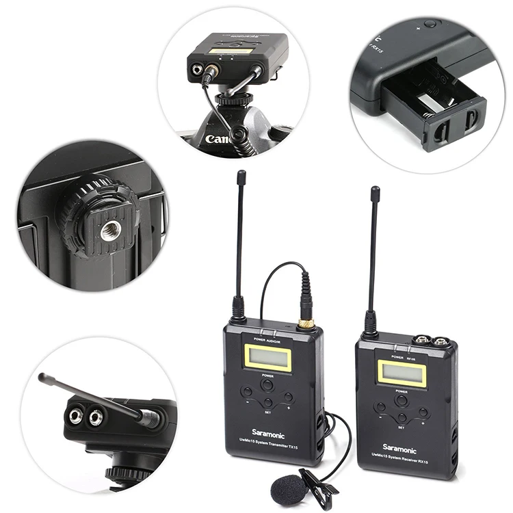 Wireless Lavalier Microphone System, Saramonic UHF 16 Channel Omnidirectional Lap Mic for DSLR Camra,Camcorder Canon Nikon SLR