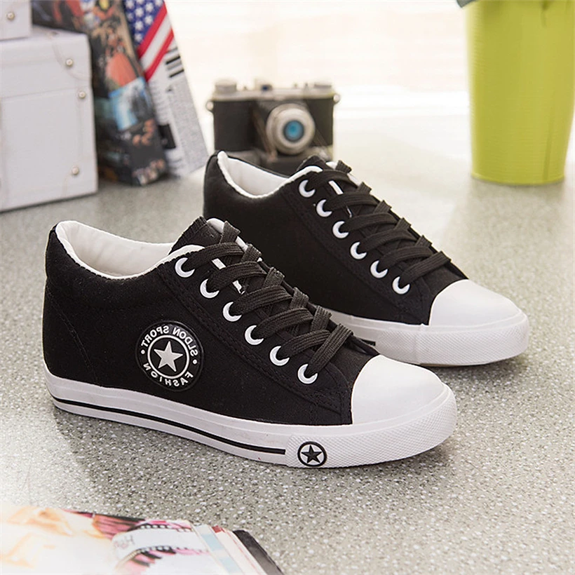 

Dropshipping Summer Sneakers Wedges Canvas Shoes Women Casual Shoes Female Cute White Zapatos Mujer Trainers Basket Stars