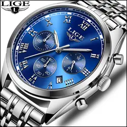 Relojes 2018 мужские часы LIGE Топ Марка Роскошные Человек Водонепроницаемый кварцевые часы Мода Бизнес золотые наручные часы Relogio Masculino