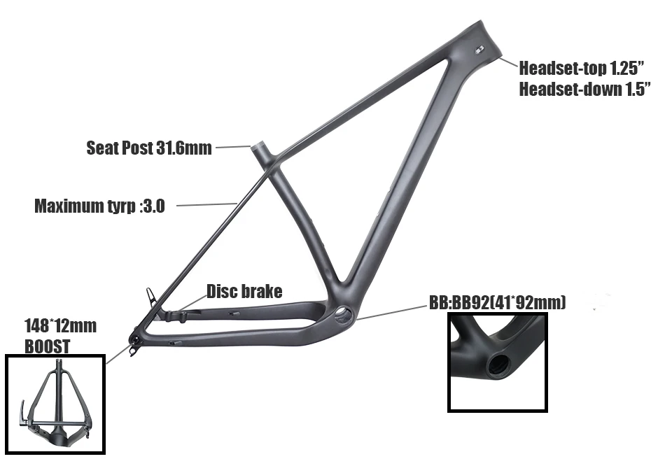 Flash Deal Super light 960g thru axle 148x12 boost MTB carbon frame 29er Plus Mountain Bike Frames 29 max 3.0 tires Bicycle parts 5