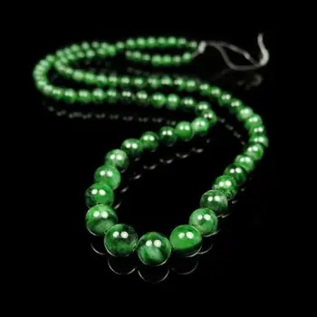 

Free Shipping KOOJADEEmerald Green Jade Jadeite Beads Necklace87Grade A