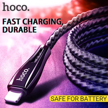 

hoco cable usb a for Lightning fast charging data sync wire stainless steel spring braid cord charger for Apple iphone ipad
