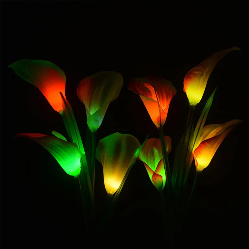 2Pcs Solar Garden Flower Lights Multi-Color Calla lily Flower Light Outdoor Decoration Home Decoration Lamparas 35FY2210