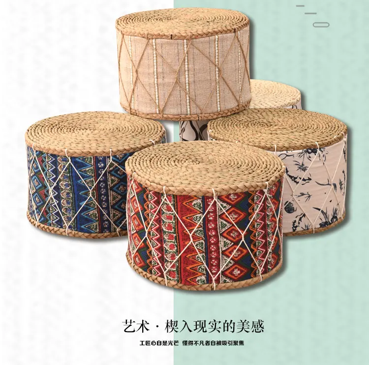 Japanese-style straw sit pier round futon handmade thick living room lazy home adult tatami shoe sofa Stool Seat