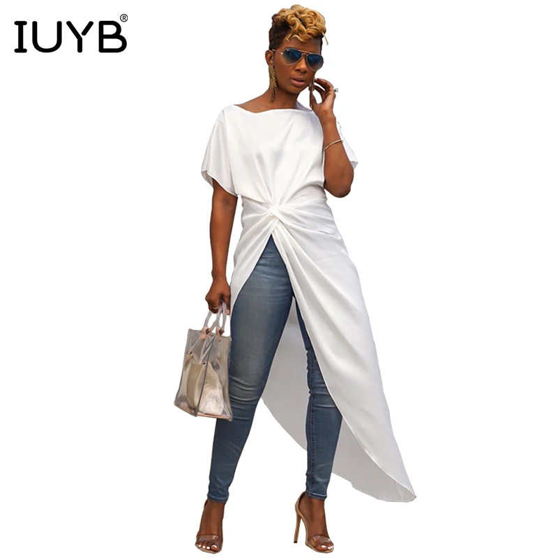 IUYB 2019 Новый Для женщин мода площади шеи короткий рукав Высокая талия высокая