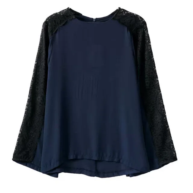 Show School font b Women b font Lace Stitching font b Blouse b font Nice Spring