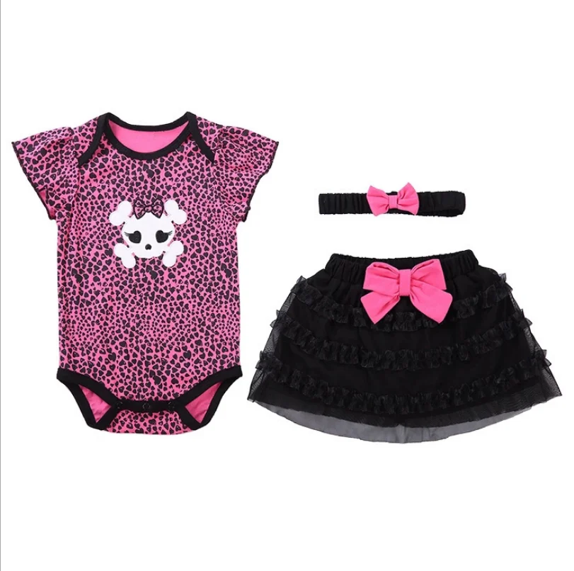 

4 set/Lot Baby Bodysuits Cottonheaddress flower+Creeping suit+skirt Similar Jumpsuit Cartoon PrintedBodysuits dance party gifts
