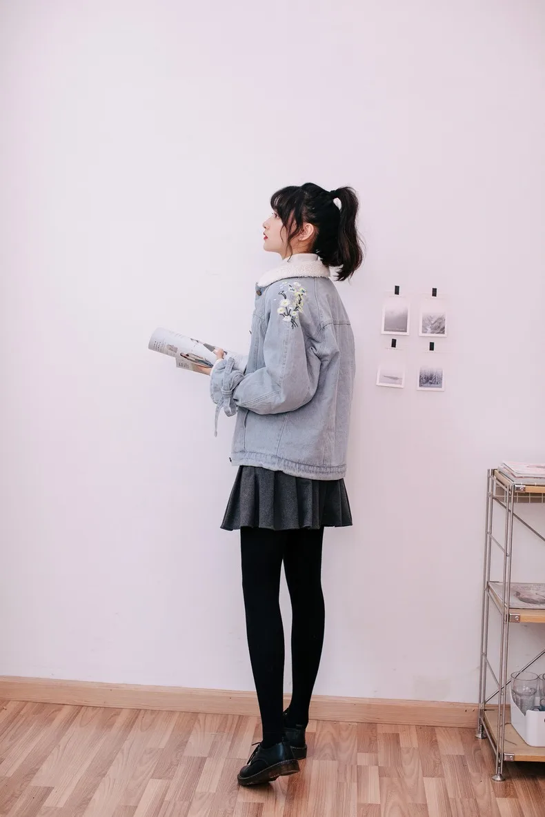 2019 Джинсовая Куртка Harajuku укороченная Корейская уличная твидовая Вельветовая плюс размер однотонная бархатная короткая хлопковая куртка
