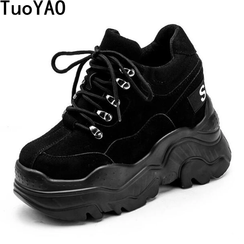 19 ファッションの女性のハイヒール 12 センチメートルプラットフォーム靴女性の秋の靴革ウェッジスニーカー冬のアンクルブーツ防水ブーツ アンクルブーツ Aliexpress