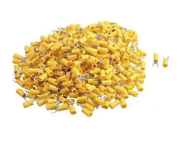 

500 Pcs SV5.5-5 AWG 12-10 Yellow Pre Insulated Fork Terminals Connector