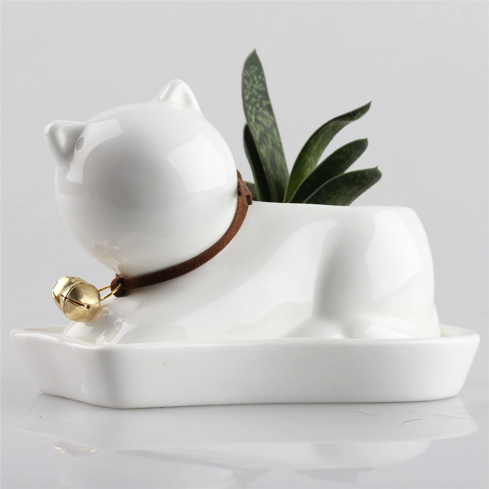 Pot De Fleurs En Ceramique Petit Chat De Bureau Kawaii Blanc Perle Pot A Fleurs Succulent Pot De Plantes Pepiniere Pot De Fleur En Porcelaine Aliexpress