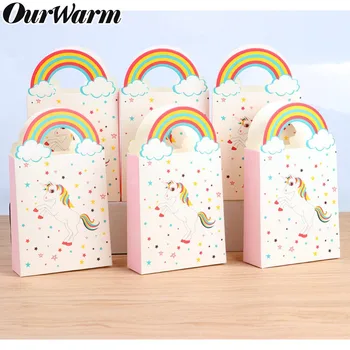

OurWarm 10Pcs Kraft Paper Unicorn Gift Bags Wrapping Sweets Candy Packaging Pouches for Baby Shower Birthday Party Supplies