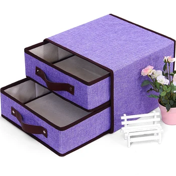 

Underwear Storage Box Cotton And Linen Double Drawer Organizer For Clothes Bra Socks Storage Boxes Home Finishing
