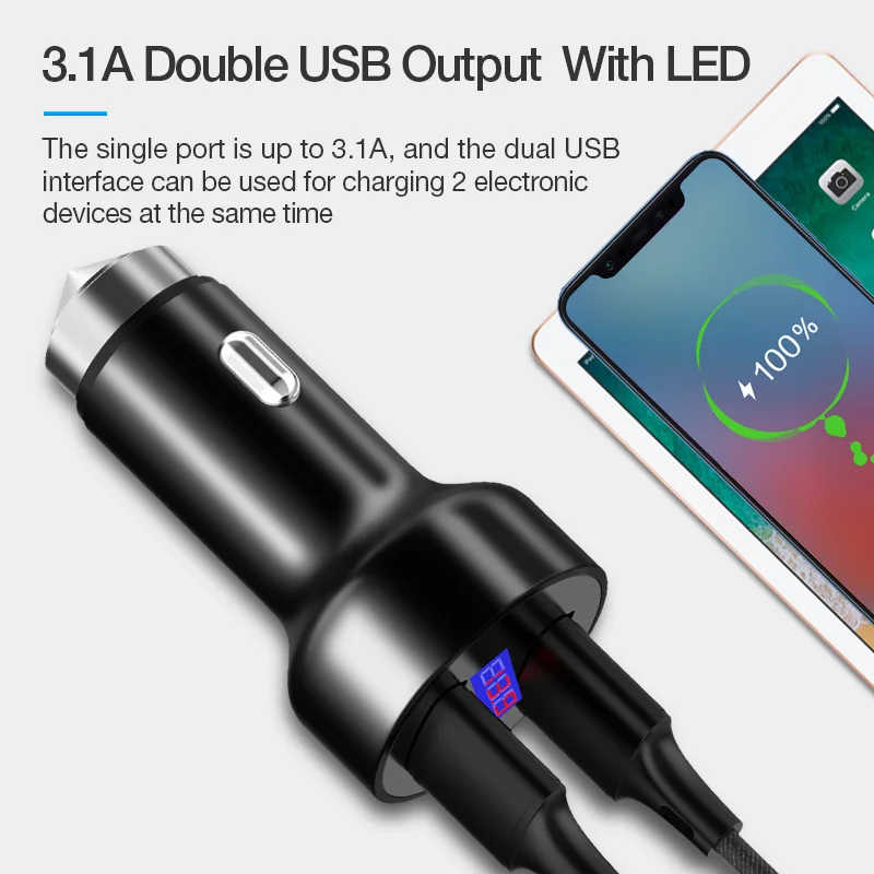 Coolreall 5 V 3.1A شاشة LED رقمية المزدوج USB سيارة شاحن آيفون سامسونج اللوحي محول السفر شحن سريع لل Xiaomi