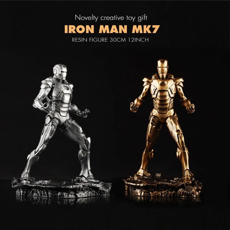 Pandadomik Resin Large Iron Man 30cm Toy Figure 12inch MK7 Model Toy infinity Avengers figurine Gift for Man Boys Marvel Toys