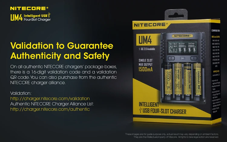 NITECORE UM4 интеллектуальное USB lcd зарядное устройство Li-Ion IMR LiFePO4 18650 14500 26650 автоматическое Универсальное зарядное устройство s