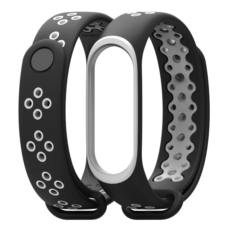 Torntisc спортивный ремешок для Xiaomi mi Band 3 Браслет Водонепроницаемый силиконовый двойной цвет сменный ремешок умные аксессуары для mi Band 3 - Цвет: Blackwhite