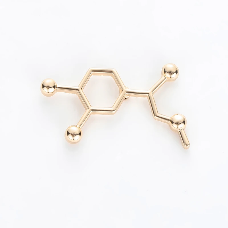 

Adrenaline Molecule Pin Scinece Medical Biology Teacher Gold Silver Pins Metal Fashion Jewelry Beautiful Brooches Women Gift