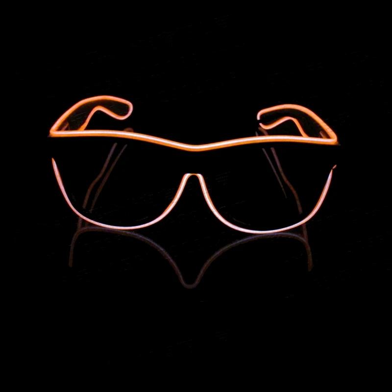 LED Glowing Glasses Flashing Glass EL Wires Novelty Party Decorative Club Lighting Cosplay Masks Gift Bright Light Sunglasses - Цвет: Orange