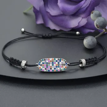 

Adjustable Size Luxury Geometric Multicolor Micro Cubic Zirconia Pave Dubai Women Party Wedding Bracelets Fashion Jewelry