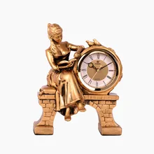 POWER European Gentlewoman Design Table Clock Silent Stopwatch Quartz Movement Desk Clocks Gold Resin Masa Relogio De Saati Saat