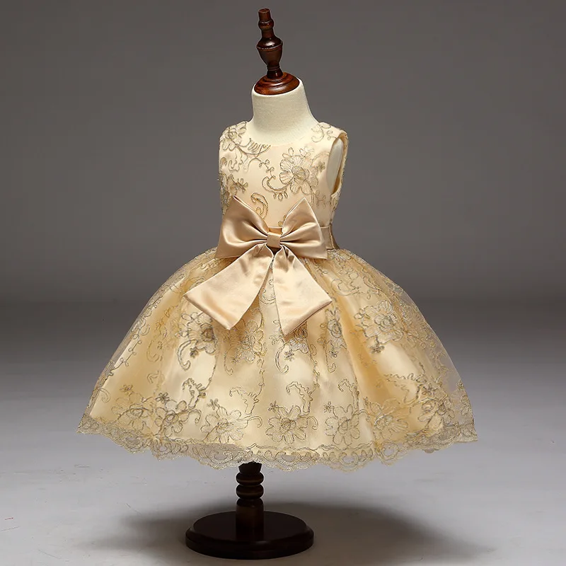 

L9027 Children's Mesh Gold Embroidered Princess Dresses Pengpeng New Style Female Performance Dresses