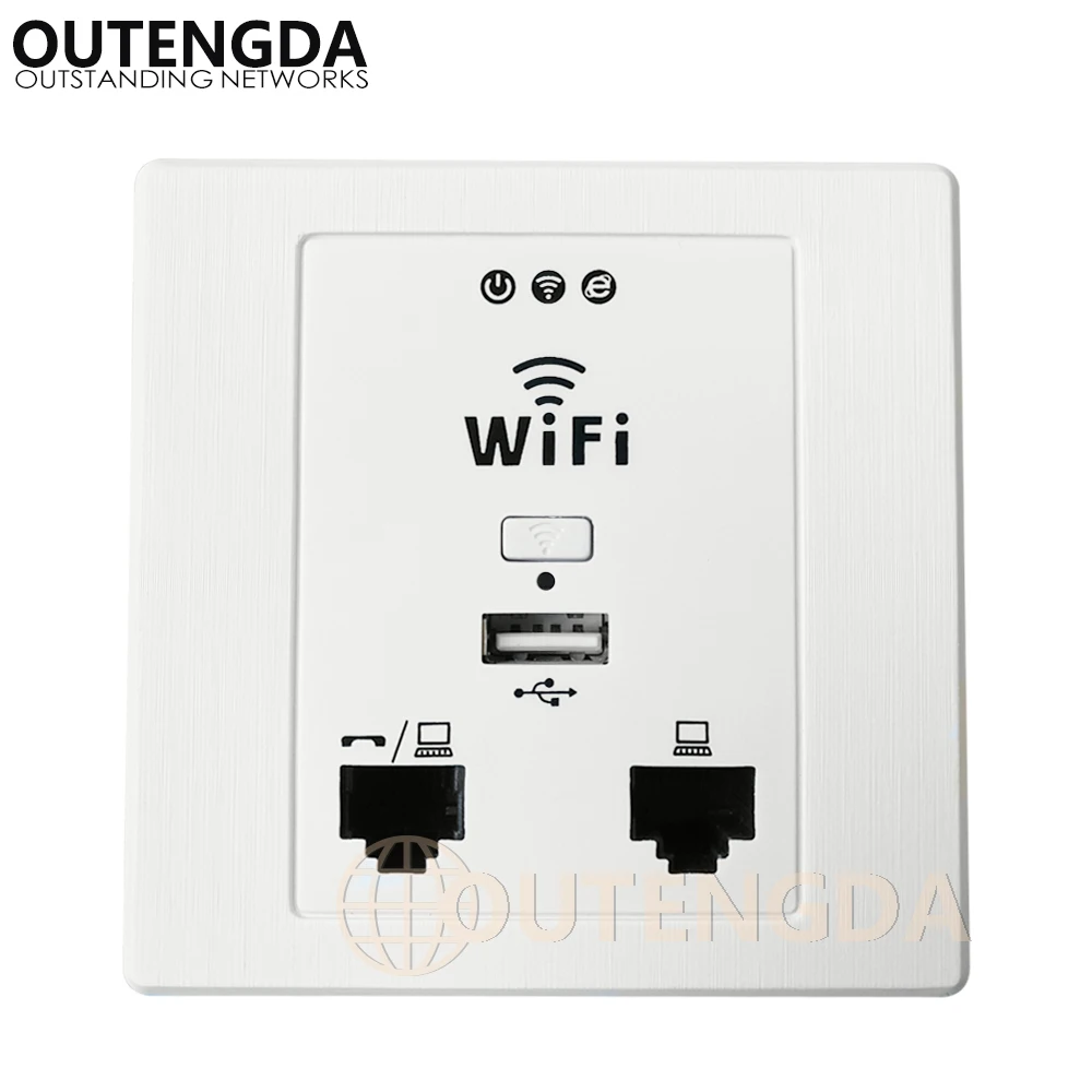 Настенная розетка OUTENGDA WPL6058 чертежная белая 300 Мбит/с 86|socket wifi|indoor access pointwall ap |