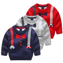 Детский свитер Зима-Весна для маленьких детей вязаный свитер Топ Обувь для мальчиков джентльмен свитер