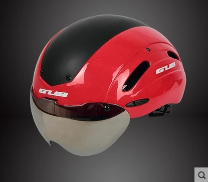 Езда по горной дороге велосипед езда шлем Защитная шляпа ношение защитных очков очки велосипедный шлем - Цвет: red