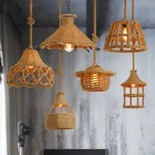 Vintage Rope Pendant Light Lamp Loft Creative Personality Industrial Lamp Edison Bulb American Style For Living Room decoration Vintage Rope Pendant Light Lamp Loft Creative Personality Industrial Lamp Edison Bulb American Style For Living Room decoration