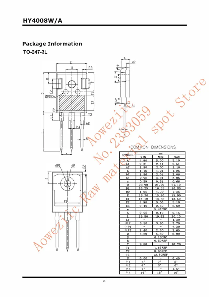 Aoweziic+ 20 шт. HY4008 HY4008W 80V 200A TO-3P МОП инвертор Ультра 80V 200A