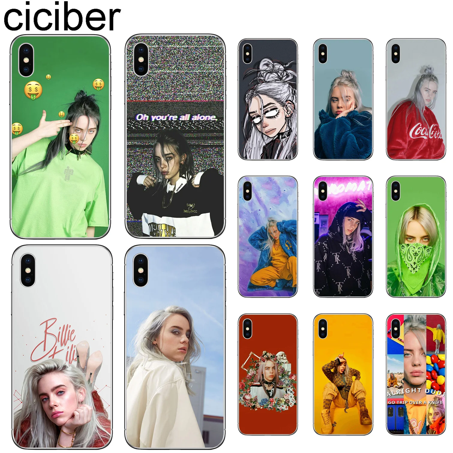 Ciciber ل فون 7 8 6 6 S زائد 5 S SE X XR XS ماكس واضح لينة سيليكون غطاء من البولي يوريثان الحراري الهاتف حالات المغني بيلي Eilish Fundas كوكه