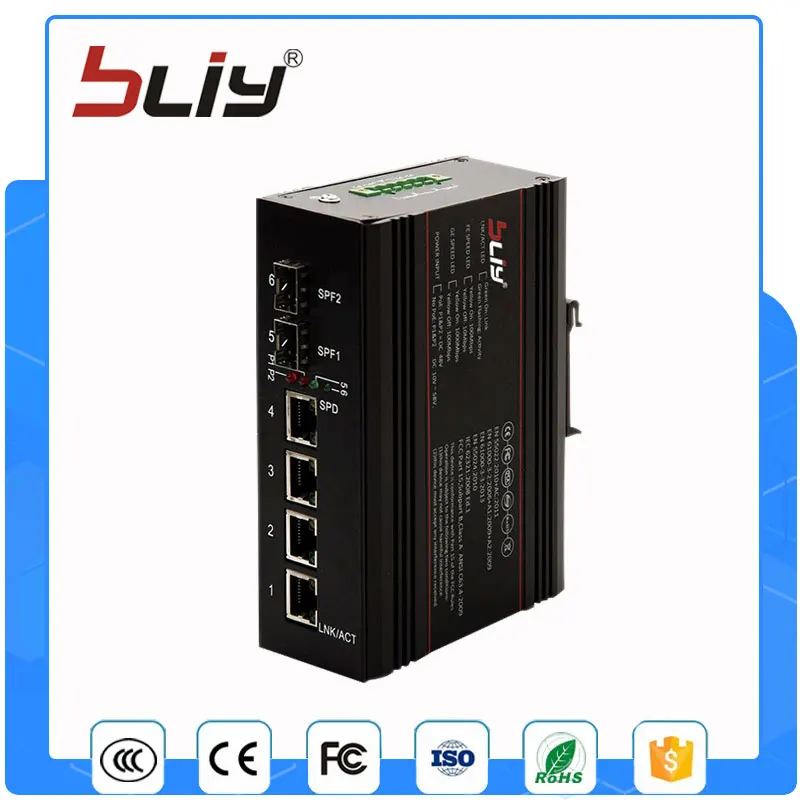 2GX4GT 6 port network switch 2 SFP connector fiber to 4 rj45 industrial switch 2GX4GT 6 port network switch 2 SFP connector fiber to 4 rj45 industrial switch