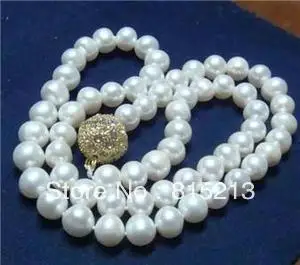 

ddh0045 Natural 8-9MM WHITE AKOYA CULTURED PEARL NECKLACE 14KGP Clasp