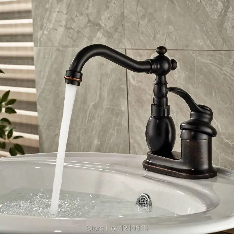 

Uythner Newly Euro Style Basin Faucet Sink Mixer Tap Oil Rubbed Bronze Cold&Hot Water Tap Dual Holes One Handle