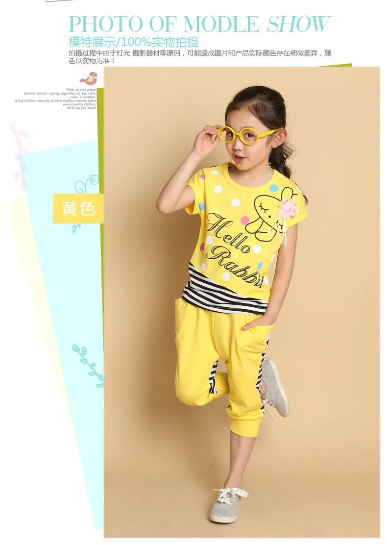 pajamas for baby girl 4-14T Girl Summer 2021 New Children Clothing Set Cotton Cartoon Letter Girls Clothes Casual Short-Sleeve Suit pajamas for newborn girl