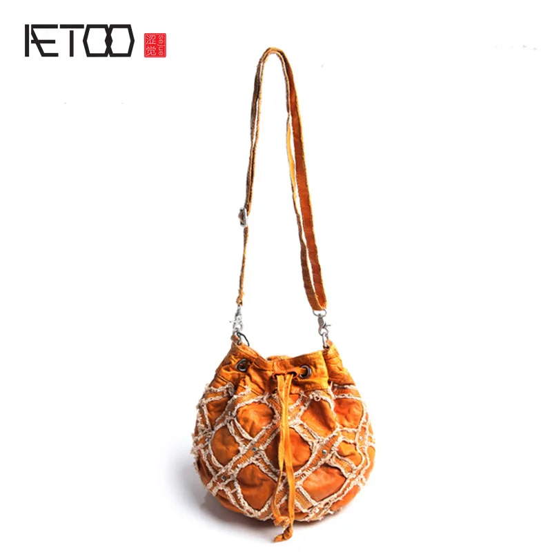 

AETOO Pure leather kingdom new personality hand wash the first layer of leather cowhide Europe and the United States retro shoul