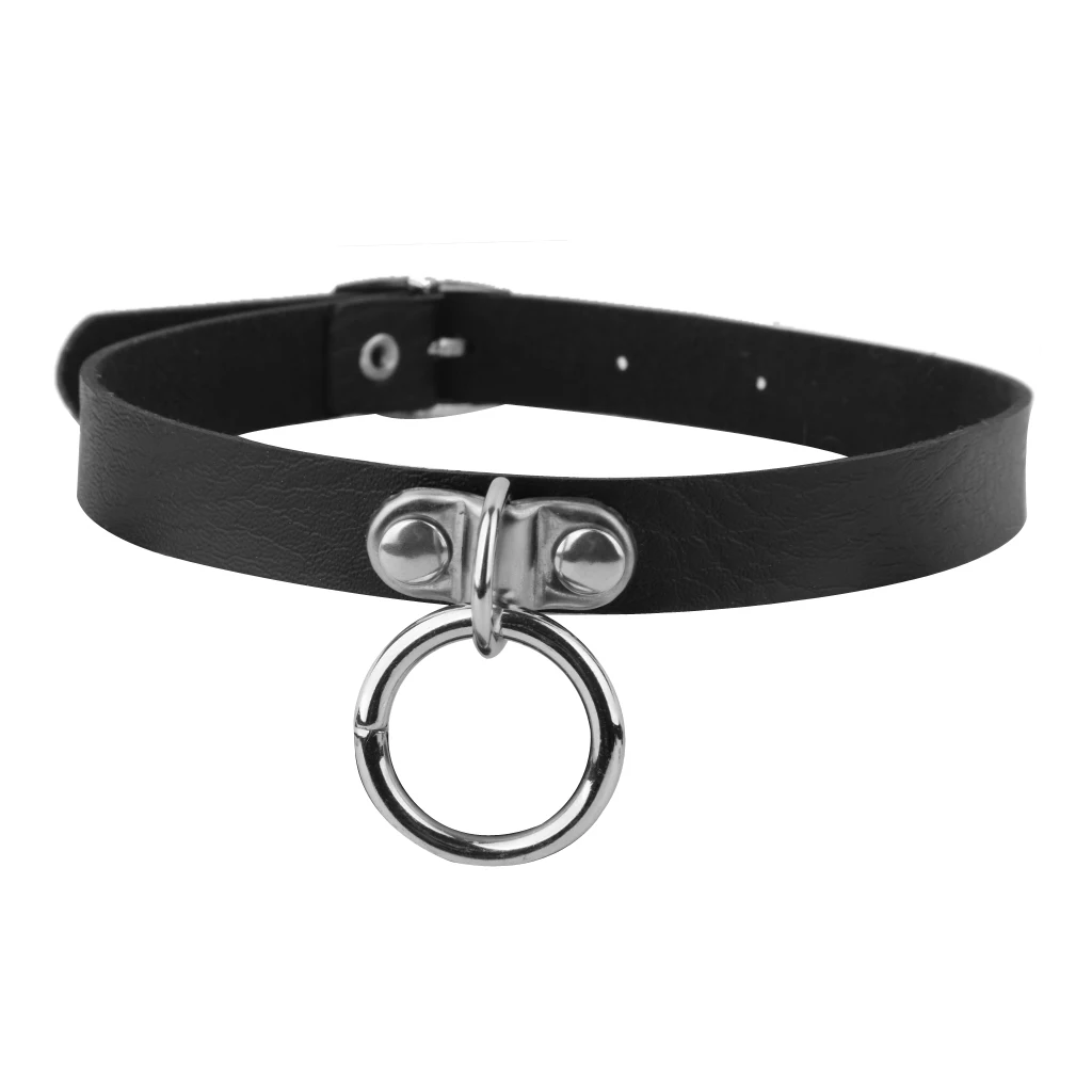 PU Leather Collar Choker Chain Belt Buckle Charm Necklace Adjustable Length for Women Jewelry  