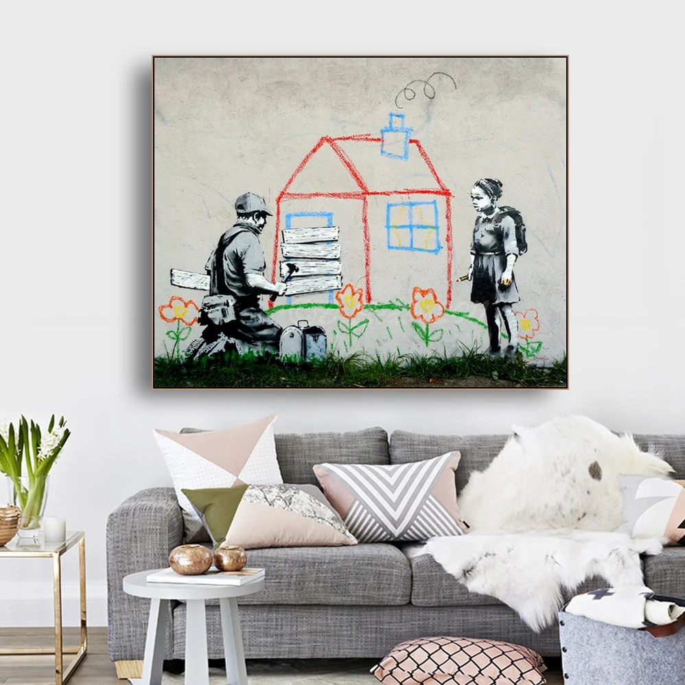 BANKSY WATER LILIES GRAFFITI CANVAS PRINT STREET ART