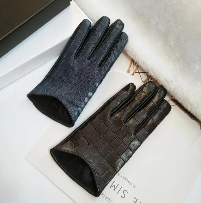 Женские перчатки из натуральной овечьей кожи, женские перчатки из имитации крокодиловой кожи с сенсорным экраном, перчатки для вождения мотоцикла R811