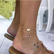 3 шт./компл. горный хрусталь звезды ножной браслет слон Кулон ножной браслет женский Мода Бижутерия для ног женские летние пляжные браслеты на ногу