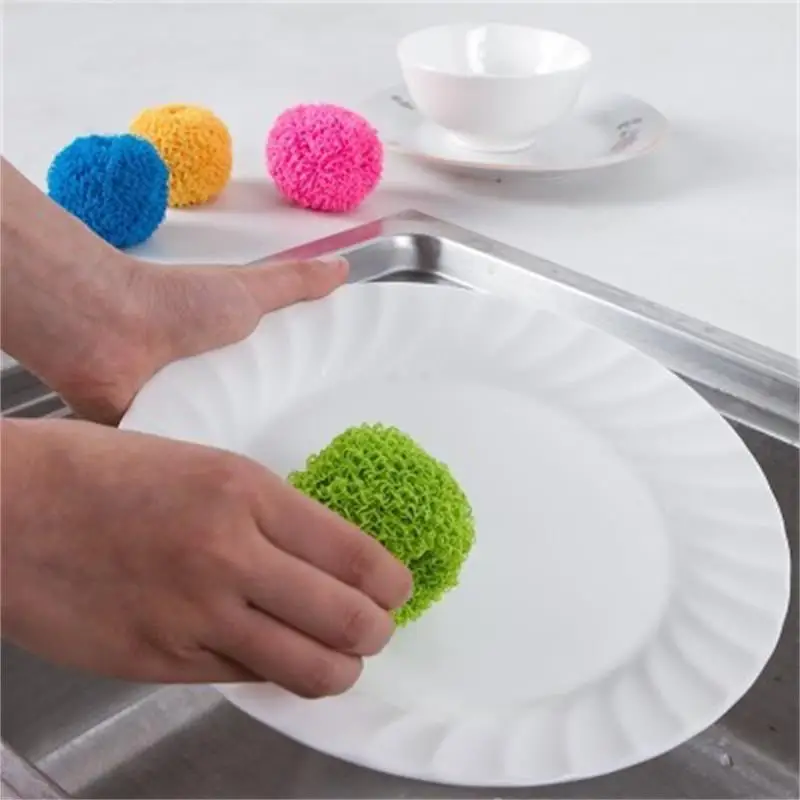 

1 Pcs Kitchen Dishwashing Cleaning Microfiber Steel Ball Non-stick Pan Coating Colorful four optional Touch Soft Stretch