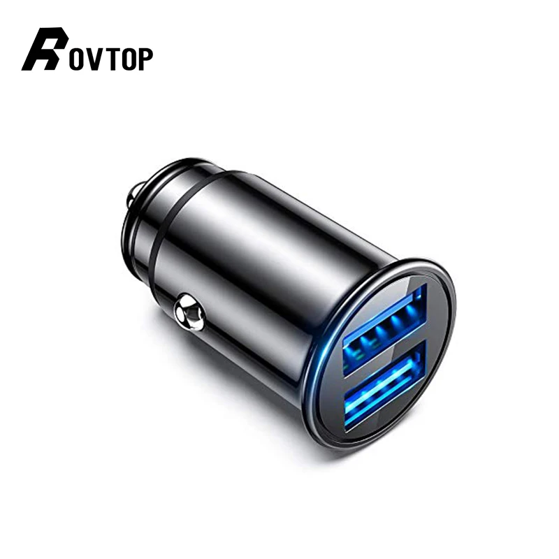 Rovtop мини USB Автомобильное зарядное устройство 3.1A автомобильное зарядное устройство двойное автомобильное usb-устройство для зарядки телефона для мобильного телефона gps адаптер в автомобиль для Iphone Xiaomi