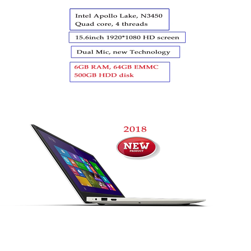 15,6 дюймовый игровой ноутбук N3450 четырехъядерный 6 ГБ DDR3 ram 64 Гб EMMC 500 Гб HDD 1920X1080 FHD Windows 10 ноутбук