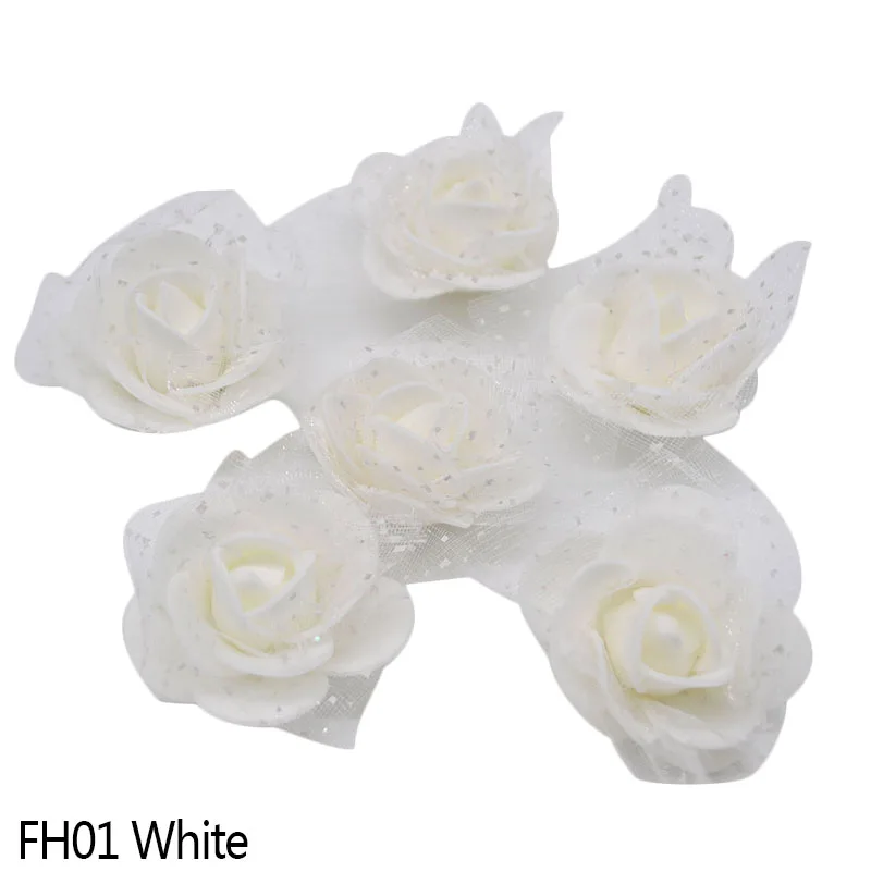 50 шт./лот, 3,5 см, пенопластовые цветы ручной работы, искусственные из ПЭ пены, голова цветка розы, свадебное украшение для дома, сделай сам, скрапбукинг, ремесла - Цвет: White