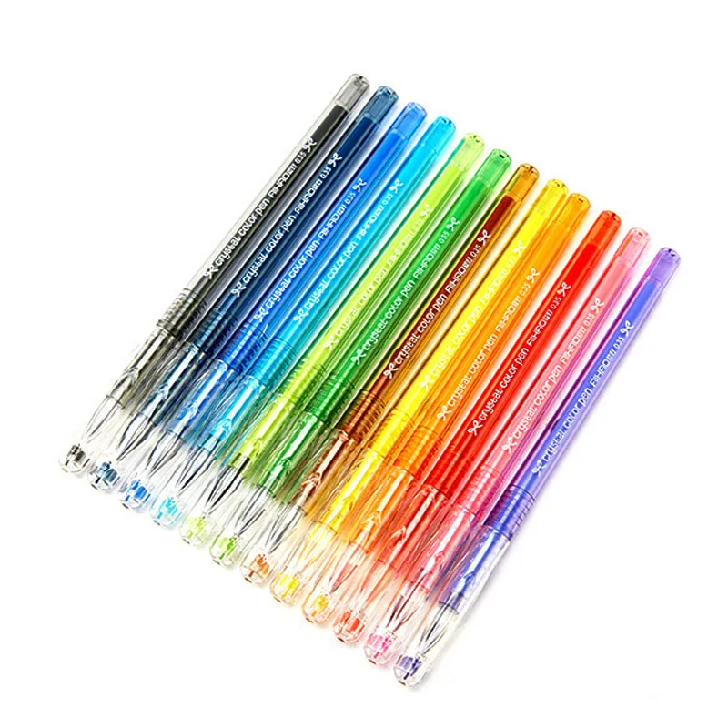 Marco 12 Pcs/set 0.35mm Cute Small Fresh Candy Color Diamond Gel Pen Creative Gift School Supplies Colored Pens | Канцтовары для